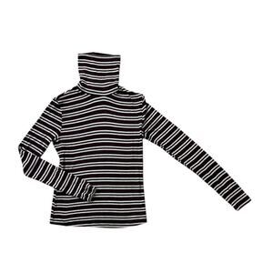 American Apparel Classic Women triped Turtleneck Sweater M White/cherry